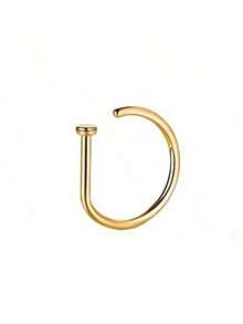 1/3/5Pcs Elegant Gold-Plated D-Shape Fake Piering Nose Ring Women Fashion 14K Golden Punk Non Piercing Nose Clip Stainless Steel Perforation Septum Suitable For Teenagers Body Suitable For Daily Wear And Vacation Jewelry Gifts