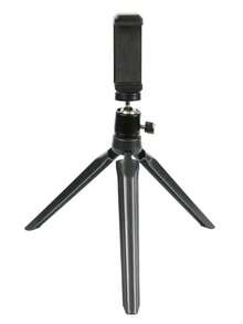 Lightweight Mini Tripod For Camera/Phone/Webcam & Selfie Stick, 360° Phone Clip & Cold Shoe Mounts - Black - View 11