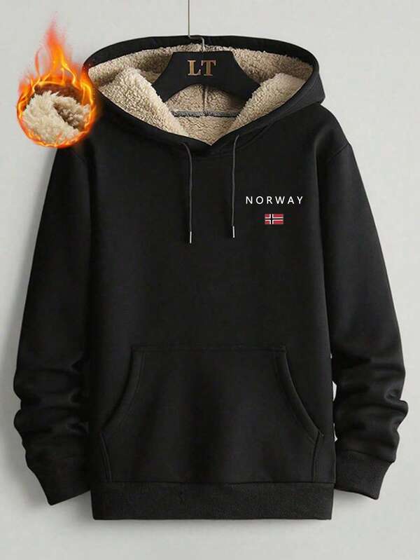 (Größe nach oben empfohlen) Herren einfarbiger Pullover mit Herbst- und Winter-Plüschkapuze, schwarz bedruckter Kapuzenpullover mit Thermofutter, Langarm, Thermounterwäsche für Herren, Winterkleidung, geeignet für Herbst- und Winterausflüge sowie Aktivitäten in Innenräumen, als Geschenk für Freunde, Ehemann, Freund