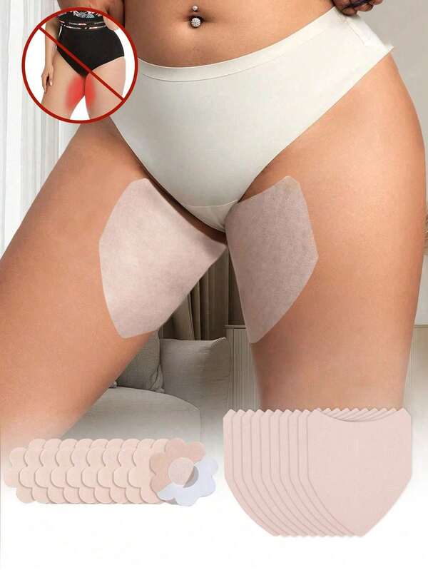 10 Stück nahtlose, unsichtbare Oberschenkel Anti-Reibungs-Patches aus Vliesstoff in V-Form für Leggings