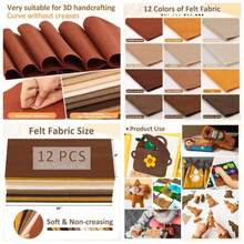 12 rollos de 8x 35 pulgadas, 1, 4 mm de grosor, hoja de tela de fieltro suave, 12 colores surtidos de la serie Morandi paquete de fieltro, para manualidades, costura, cuadrados, parches no - Serie Marrón - Ver 1