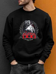 Sudadera para Hombre con Letra Griega Alpha y Estampado de Perro Husky Siberiano - Jersey Cálido Invernal, Cuello Redondo Casual Simbólico del Alfa Masculino Ideal Para Entrenamiento o Actividades (Ropa Lavable a Mano), Sudadera Divertida, Suéter de Halloween para Hombres, Suéter Navideño Feo para Hombres, Sudaderas Navideñas para Hombres, Suéter de Halloween para Hombres Sudaderas con Capucha para Hombre, Suéter de Punto para Hombre, Suéteres para Hombre, - Oscuro - Ver 1
