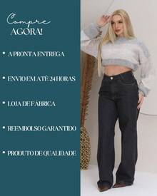 Women's Wide Leg Jeans, Marbled Pattern, Thick Premium Fabric, 100% Denim - 查看 7