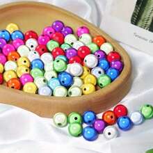 80pcs 8mm Cool Laser Reflective Acrylic Beads Set, Y2K Iridescent Loose Beads For DIY Jewelry Making, Handmade Bracelet, Necklace, Phone Chain, Bag Accessories, Beading Supplies - Multicolor - View 2