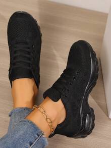 Women's Fashion Shock-Absorbing Breathable Casual Lightweight Running Sneakers,Trainers Women - Black - View 5