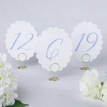 Wedding Table Numbers 1 - 20 Wedding Reception With Gold Holders Scalloped Blue - Màu xanh vỏ sò - Xem 5