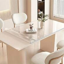 0.25mm Thick Transparent PVC Tablecloth, Scratch-Resistant Heat-Resistant Tabletop Protective Film, Suitable For Home, Hotel, Dining Table, Coffee Table, Household Use - White - View 3