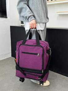 大容量可扩展带轮可折叠旅行行李袋，多功能随身行李，商务旅行、校园出行、男女通用旅行包、行李袋、旅行包、过夜包、耐用旅行收纳包、邮轮旅行必备、度假必备，男女皆宜