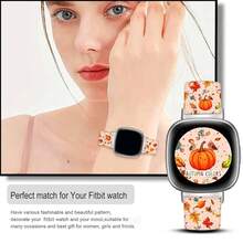 Compatible With Watch Band Fitbit Versa 3, Versa 4, Sense, Sense 2, Holiday Pattern Silicone Replacement Strap{Inchcolor_nameinch:InchAutumnColorOrangeinch,Inchsize_nameinch:InchForVersa4/Versa3/Sense2/Senseinch} - AutumnColorOrange - View 6