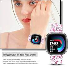 Compatible con la correa del reloj Fitbit Versa 3, Versa 4, Sense, Sense 2, Correa de repuesto de silicona con estampado navideño{Inchcolor_nameinch:InchEstilo de conciencia del cáncer de mamainch,Inchsize_nameinch:InchParaVersa4/Versa3/Sense2/Senseinch - Concientización sobre el cáncer de mama sty1 - Ver 6