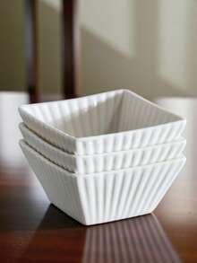 Juego de cuencos de porcelana blanca con formas diferentes de porcelana de 3 piezas c/u - Rayas - Ver 5