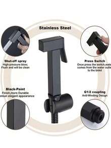 Pistola rociadora para grifo de inodoro con válvula angular - Negro - Ver 2