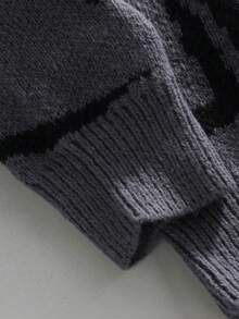 1pc Tween Boy Casual Outdoor Workout Slouchy Street Style Textured Thick Warm Knit Sweater, Autumn/Winter