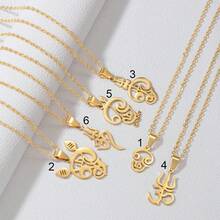 1件泰米尔语“唵”字印度教符号吊坠项链，女士女孩不锈钢印度宗教饰品 - 彩色 - 查看 1