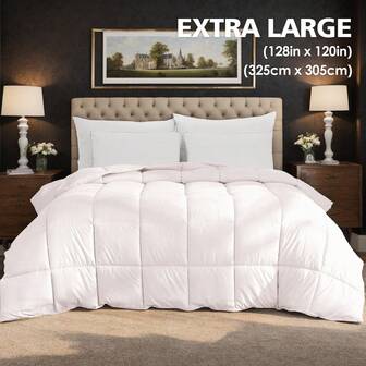 Cloud-Sleep White Ultra Plush Winter Comforter - All-Season Down Alternative Fill, Advanced Box Stitch Design Prevents Clumping, Hypoallergenic & Skin-Friendly, Luxury Hotel Collection, Machine Washable For Apartment, Dorm, Home & Gift