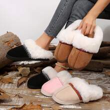 Women's Non-Slip Mute Floor Slippers - Solid Color With Plush Lining - 6652 Màu kaki - Xem 5