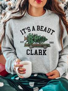 Day UnisexWomen'S  Graphic Crewneck Sweater - Red Holiday Sweater With It'S A Beaut Clark & National Lampoon'S  Vacation Design, Soft Long Sleeve Casual Pullover Autumn Winter, Cozy Movie Nights & Themed Partiesprinting - Deep Green - 查看 9