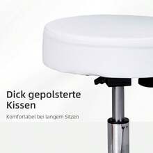 HOMCOM Work Stool, Height Adjustable Rolling Stool With Backrest For Office, White Φ35 X H72-84 On Site - 1 - View 5