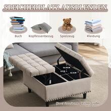 Cadeira quadrada com espaço de armazenamento, banco com tampo elevável, ideal para sala de estar, quarto ou escritório, com baú estofado (PU preto).