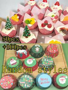 50 cốc nướng bánh Tulip + 100 giấy lót bánh cupcake - Giáng sinh - Xem 9