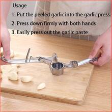 Premium Exquisite Stainless Steel Garlic Press - Manual Design, Easily Crush Garlic And Ginger, Durable And Sturdy, Suitable For Daily Home Kitchen Quick Cooking, Easy To Clean Without Electricity, Ergonomic Handle Enhances Comfort