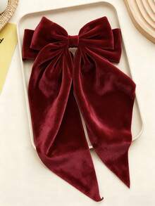 1个圣诞天鹅绒蝴蝶结发夹，女士大蝴蝶结发饰，时尚优雅，秋冬蝴蝶结发夹，舒适天鹅绒材质，多种颜色可选，适合日常佩戴、派对、旅行，最佳礼物（酒红色），发饰，发夹，发爪夹，学习用品，发爪，头部饰品，女士发饰，发卡 - 酒紅色 - 查看 1