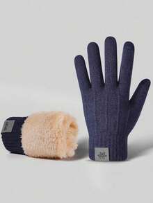 1 Pair Winter Warm Men's Knitted Gloves With Velvet Thickened Wool Knitted Cycling Warm Gloves Winter Cold Proof Women's Touchscreen Gloves With Velvet Thickened Inner Warmth Knitted Gloves Fabric Soft Skin Friendly Cycling Warm Knitted Gloves Windproof And Cold Proof Knitted Wool Gloves With Velvet Thickened Inner Warmth Snow Gloves