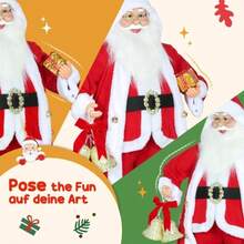 Papai Noel de pé HOMCOM de 1,15 m com presente e sino de Natal para uso interno, vermelho