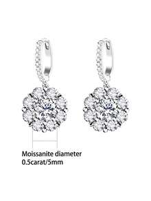 LOVESSOM قلادة وأقراط من الفضة الإسترليني عيار 925 بحجر موسانيت عباد الشمس اللامع بقيراط 0.5، مثالية للعطلات والحفلات والملابس وأعياد الميلاد وعيد الحب والهالوين أو كهدية عيد