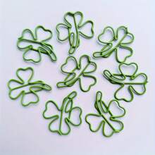 20 szt. spinaczy do papieru z koniczynką szczęścia, zielone, czterolistne, metalowe spinacze z koniczyną na Dzień Świętego Patryka, urocze zakładki do dziennika