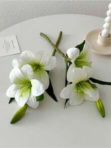 1pc Artificial Lily Flower, Fake Flower Decor, Suitable For Bedroom, Living Room, Vanity, Indoor Decoration, Realistic Lily Flower, Suitable As Graduation Gift, Wedding Decor, Dining Table Decor - Multiple Colors - View 3