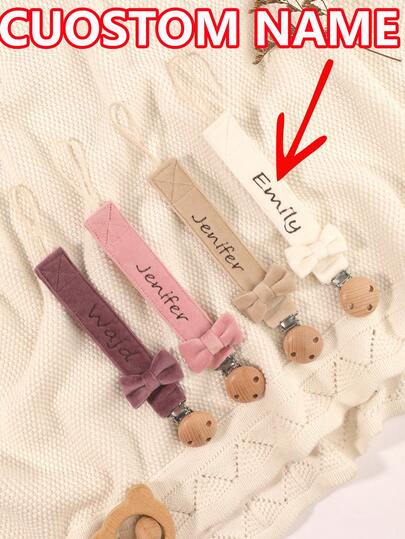 2pcs Personalized Baby Pacifier Clip Cute Polka Dot Print Customized Patterns For Boys And Girls, Custom Baby Pacifier Clip Universal Soothing Clip, Suitable For Halloween, Baptism, Thanksgiving, Christmas Gifts Baby Shower Family Decorations Gifts