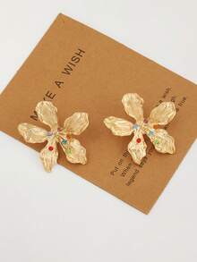1 Pair Vintage Palace Style Exquisite Floral Elaborate Asymmetrical Pleated Luxurious Earrings - Gold 1 - View 2