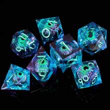 Juego de dados con ojo de dragón giratorio, dados poliédricos de resina con bordes afilados para D&D, juegos de rol hechos a mano, juego de dados D&D, D20 D10 D8 D6 D4 - Multicolor - Ver 2