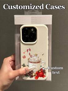 1 pezzo Custodia personalizzata per telefono con design di tazza termica con testo "Christmas Vibe" e motivo fiocco di neve dorato, versione internazionale, non la versione domestica - Bianco - Visualizzare 3