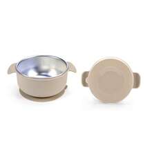 304不锈钢婴儿碗，带可拆卸硅胶外壳，幼儿碗，儿童碗，防烫零食容器，适用于喂食，可放入洗碗机清洗（吸盘式）