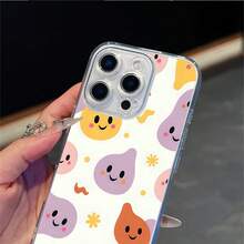 CLEAR  CASE Cute Blob Characters With Happy Faces On White BackgroundCompatible With  11 To  17 Models The Cases Lens Protection Function Ensures The Camera Remains Undamaged During Shooting  Guaranteeing Image Quality - Clear - View 3