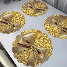 Table Decoration Mat C4 Piece Gold Sequin Bowknot Table Decoration Mat, Wave Shape Home Decoration Table Mat, Non-Slip Washable, Suitable For Daily, Festival, Kitchen, Wedding Banquet, Party Table Decoration - Nhiều màu - Xem 3