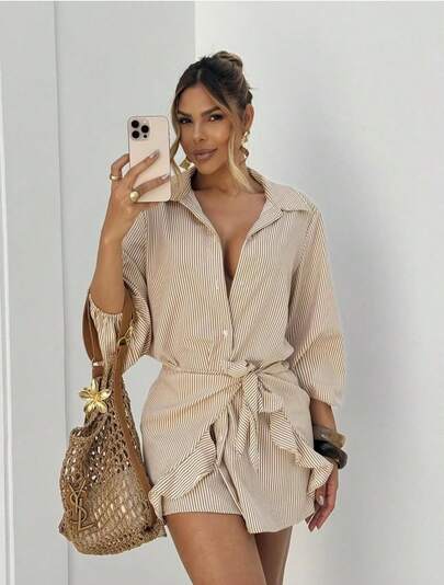 Conjunto bay 2 peças look versátil listrado q vai da praia ao passeio com estilo