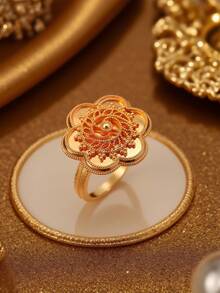 Herseygold 1 件可调节铜镀金戒指，中东阿拉伯风格女士戒指，适合婚礼、节日礼物和日常佩戴 - 金色 - 查看 9