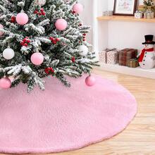 36 Inch Xmas Tree Skirt Tree Skirt Light Pink Faux Fur Tree Skirt Holiday Party Ceremony Tree Decorations - 淺粉色 - 查看 13