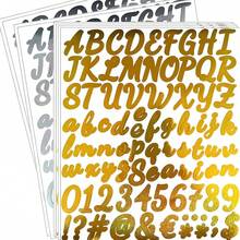 1008pcs Self-Adhesive Shiny Gold & Silver Alphabet Stickers, Letter & Number Stickers, Mailbox, Notebook, Window, Door, Business, Address Number Sign Stickers, 6pcs Gold & 6pcs Silver Stickers, Birthday Decorations