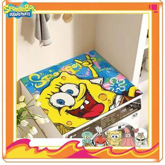  1pc 50cmx50cm SpongeBob SquarePants And His Friends SpongeBob SquarePants, Crab Boss, Pi Boss, Little Snail, Bichi Castle, Residential Road, Cute Square Toy Mat Decoration Room Decoration Washing Machine Bedside Table, Perfect For Birthday Parties, Surprise Ornaments, Homecoming Gifts, Festival Gifts, Ideal Choice For Giving Friends Gifts