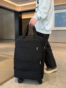 大容量可扩展带轮可折叠旅行行李袋，多功能随身行李，商务旅行、校园出行、男女通用旅行包、行李袋、旅行包、过夜包、耐用旅行收纳包、邮轮旅行必备、度假必备，男女皆宜