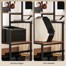 HOMCOM Computer Desk With Monitor Stand, CPU Holder, Office Desk With Printer Shelf, PC Table With 4 Shelves, Modern Design For Home Office, 150 X 48 X 125, Brown - 1 - 查看 3