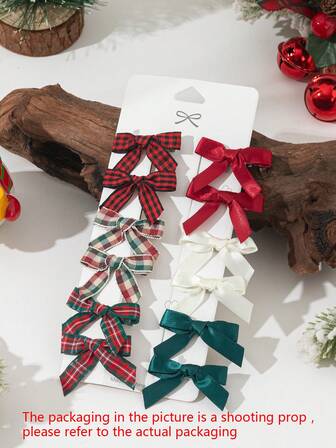 12个圣诞色彩纯色+格子迷你蝴蝶结发夹，少女学院风多色发饰，适合日常、节日派对装饰和造型，发爪、发夹、发卡