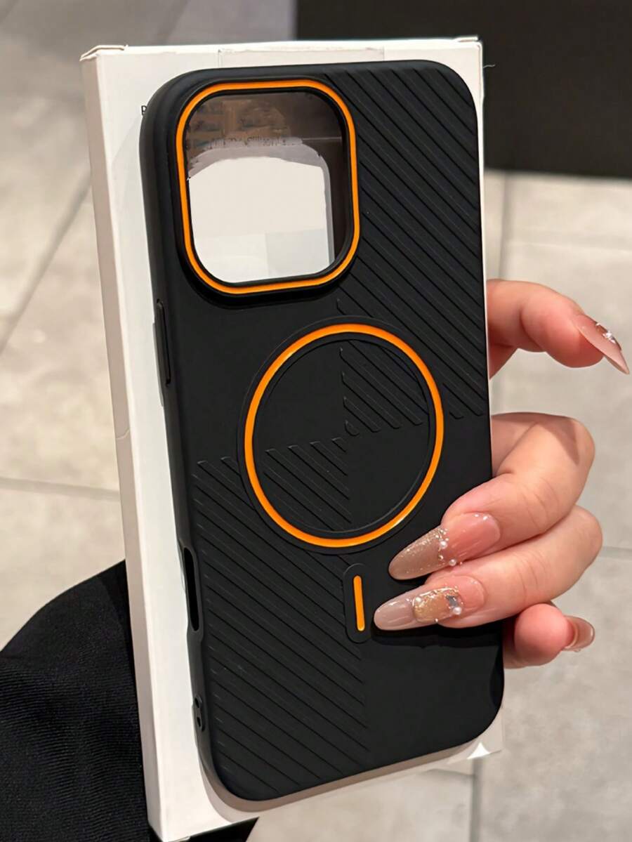 彩色硅胶磁吸无线充电手机壳适用于 iPhone16 15 14 13 12 Pro Max 11 柔软全覆盖防震保险杠保护壳 防水防摔防刮 - 黑色 - 查看 1