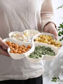 1pc Heart-Shaped Appetizer Platter With Dividers, Holds Dips, Chips, Nuts, Candies, Dried Fruits, Salad, Snacks, Kitchen Supplies, Christmas Gift