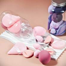 14 pezzi Set di spugnette per trucco e cuscinetti in velluto con contenitore, spugnette bagnate/asciutte multifunzione per liquidi, fondotinta, cipria, correttore, crema, economico, riempimento calze, trucco, accessori per il trucco, roba economica, regali, regali per donne, regali di Natale