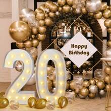 4FT 120cm Marquee Light Up Numbers DIY Frame Giant Marquee Numbers Letter A-Z 0-9, Mosaic Numbers For Balloons, Big Number For Birthday, Anniversary, Wedding Decorations, Party Decor